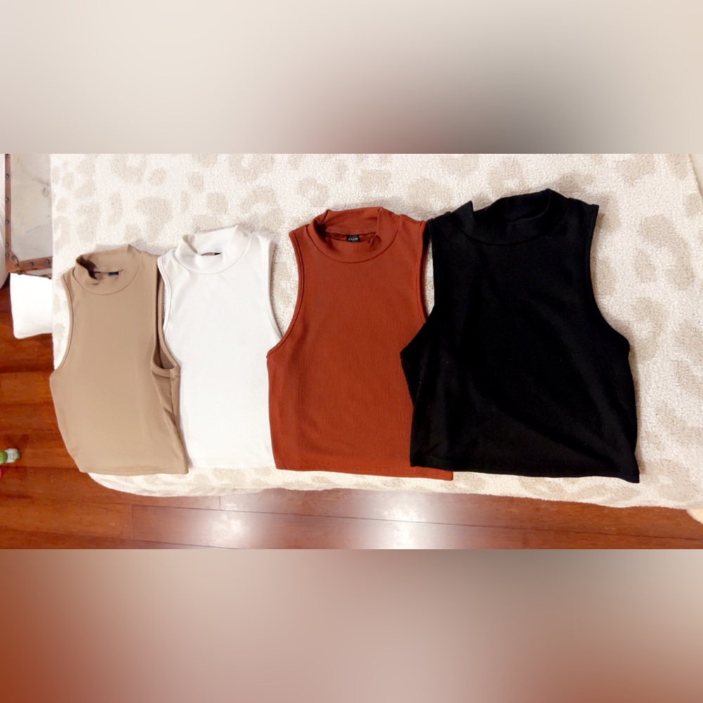 Sleeveless Women's Tops - Black, White, Tan, and Brown